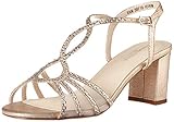Touch Ups Women's T-Strap Block Heel Heeled Sandal, Champagne, 8