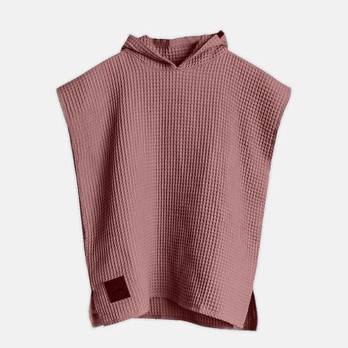 Image of Premium Wearable Hooded Towel Poncho for Kids | 100% Cotton Waffle Weave | Pool | Lake | Boat | Toddler | One Size | Salmon Color