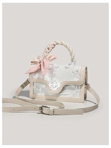 Image of Verdusa Women's Vintage Crossbody Bags Top Handle Square Flap Satchel Purses with Ribbon