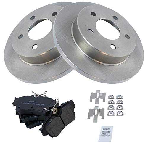 Image of TRQ Rear Brake Pad and Rotor Set Semi Metallic Solid Rotors | For 1994-2004 Ford Mustang
