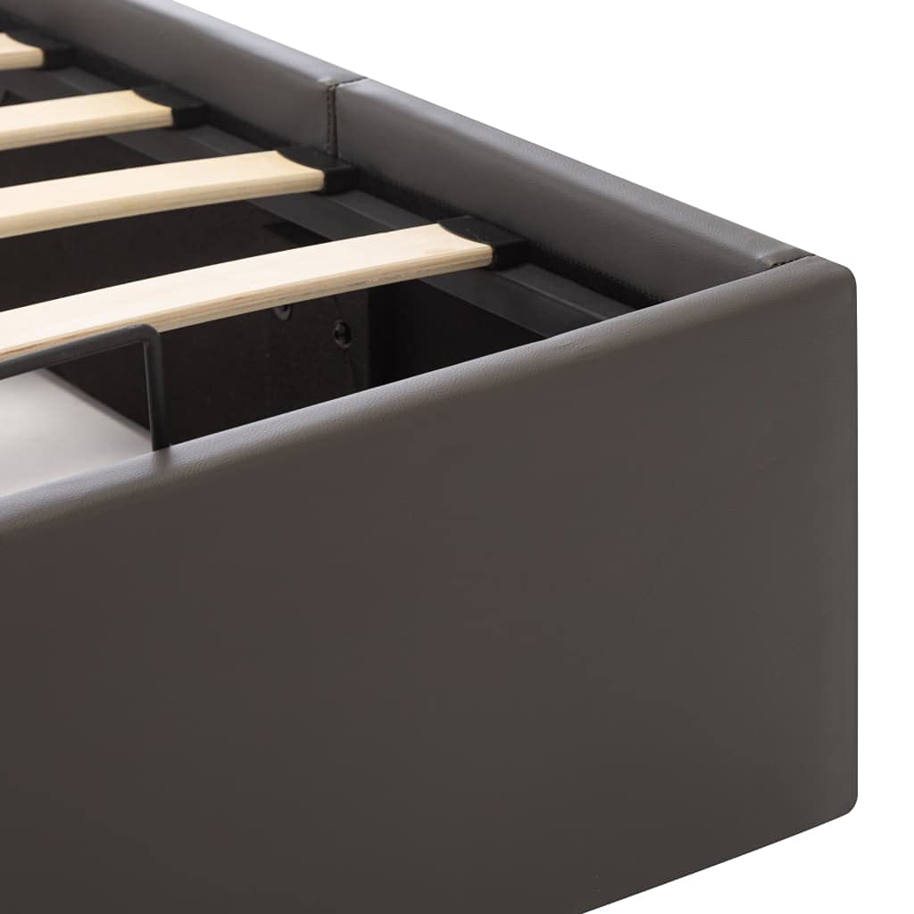vidaXL Giroletto Idraulico con Contenitore Moderno Salvaspazio Robusto a Doghe Letto Imbottito Struttura Telaio Grigio in Similpelle 100x200cm