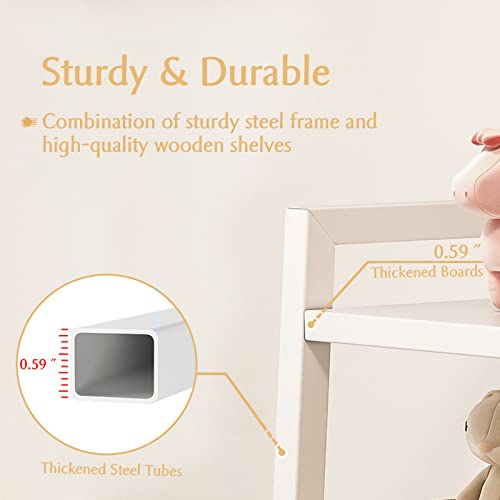 Iotxy 5-Tier Ladder Shelf Bookcase - Wooden Open Bookshelf With Metal Frame, Display Rack For Living Room, Bedroom, Kitchen, And Home Office, White #TOP3