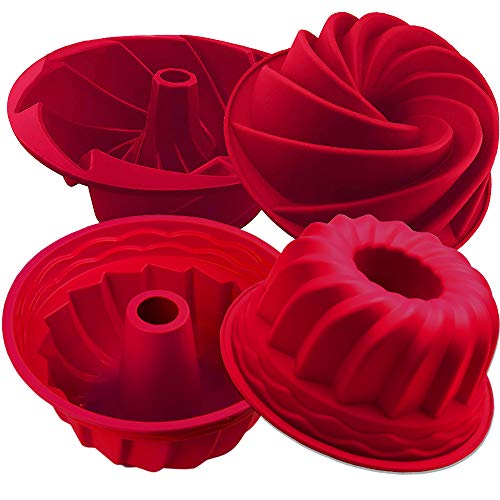 IELEK Moules de Jello de Tube antiadhésif de Moule de cannelure de gâteau de Silicone pour la Cuisson