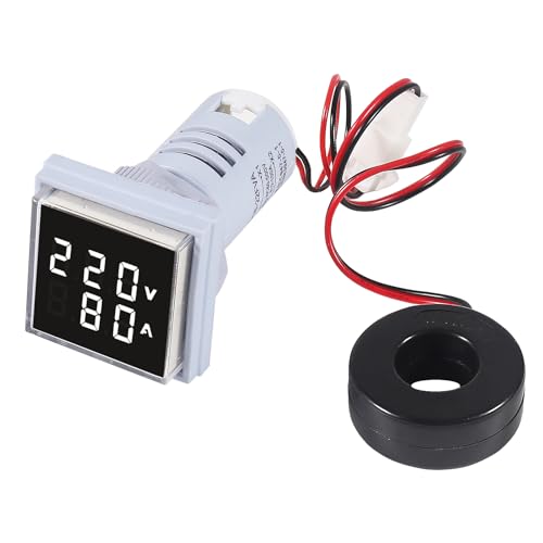 Image of 2pcs LED Digital Display Voltmeter, Square Dual Display Voltmeter Ammeter AC 60-500V 0-100A Voltage Gauge Current Meter Indicator(White)