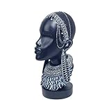 Vendido y Enviado por CAPRILO CAPRILO. Figura Decorativa de Resina Cabeza Africana Adornos y Esculturas. Bustos. Africa. Decoración Hogar. Regalos Originales. 27 x 16 x 13 cm.