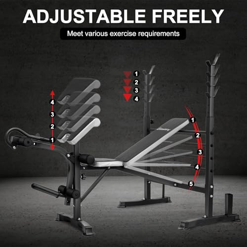 Edostory Olympic adjustable Weight Bench Set, Workout Equipment for Home Workouts, Bench Press with Preacher Curl, Leg Developer, Home Gym Full Body Workout - Image 4