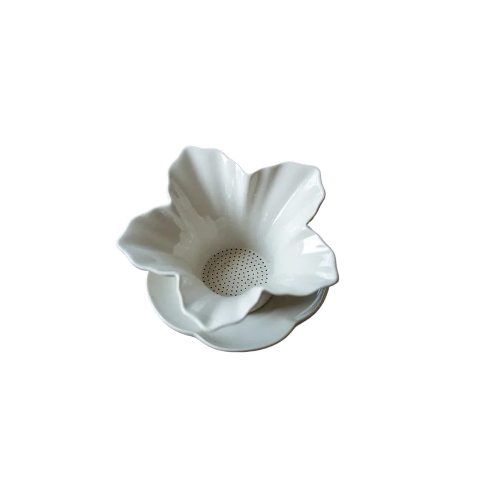 Passoire à thé en céramique en forme de fleur avec support de base de taille A