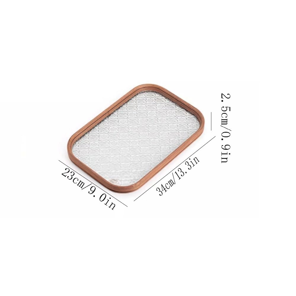 Vassoio da portata Vassoio rettangolare di bambù Vassoio for tazza da tè in vetro for uso domestico Vassoio for frutta Dim Sum Vassoio for tè pomeridiano Succo di tè al latte Vassoio Vassoio decorativ