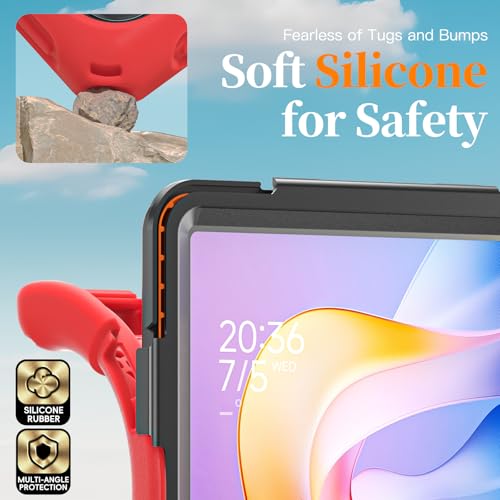 Image of ProElite for Xiaomi Redmi Pad 2 11 inch Case, Rugged 3 Layer Armor case Cover for Xiaomi Redmi Pad 2 11 inch Case with Hand Grip and Rotating Kickstand with Shoulder Strap, Red