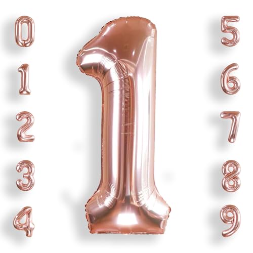 Chiffre Anniversaire Geant 1 Rose Gold: 40 Pouces 101 cm Ballon Géant Rosegold Numero 1 an à Hélium Ballon de Baudruche Mylar Décoration