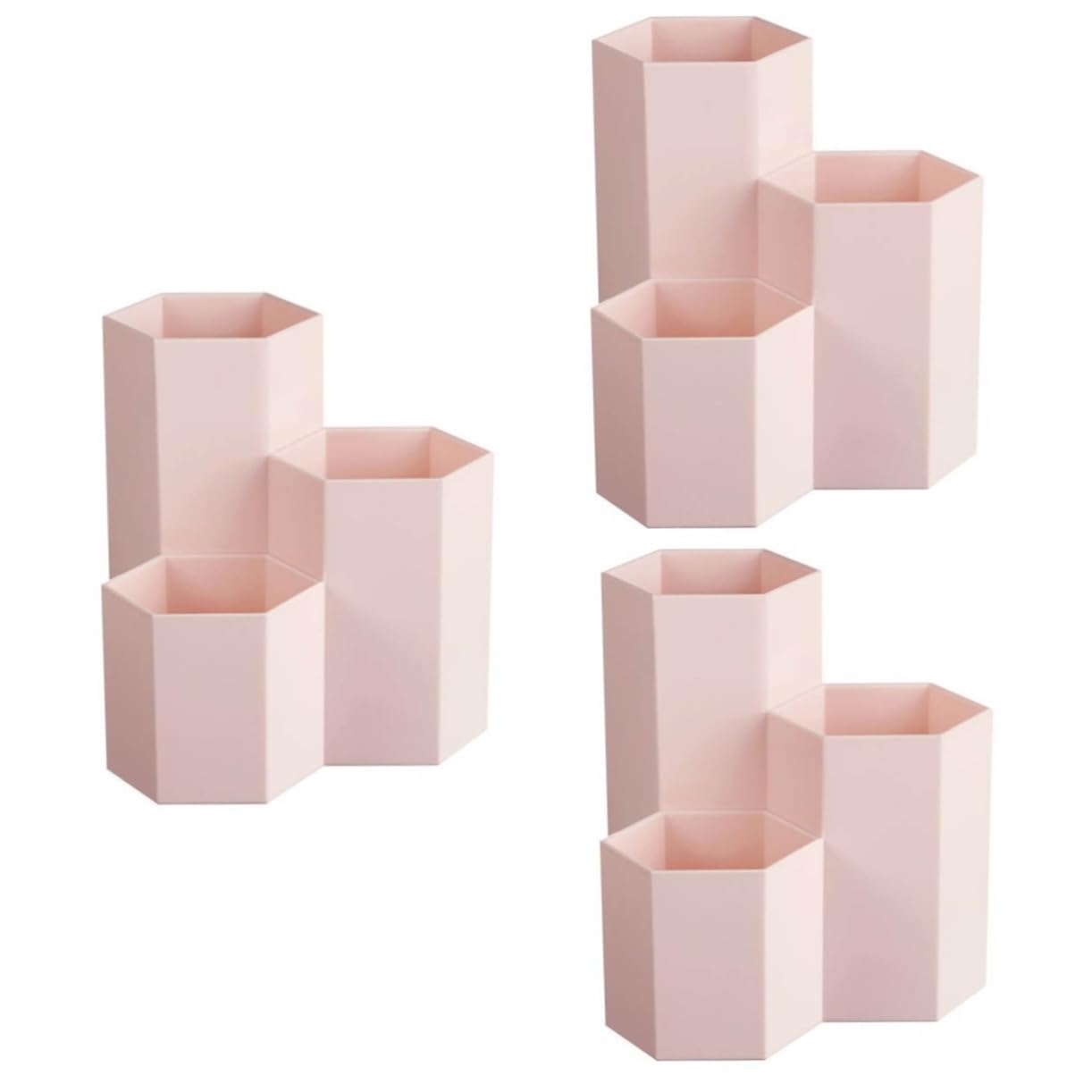 SHINEOFI 3pezzi Portapenne Esagonale Rosa Organizer Per Scrivania Multifunzionale Per e Accessori