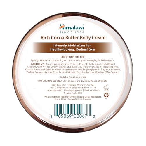Image of Himalaya Rich Cocoa Butter Body Cream, with Vitamin E for Intense Moisturization and Radiant Skin, Ideal for Dry Body Skin, 6.76 fl oz (200 ml)