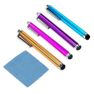 BLUECELL Different Color Universal Touch Screen Pen Pack of 4 Stylus applicable with iPhone iPad Sony Playstation PS VITA   PSP with Cleaning Cloth