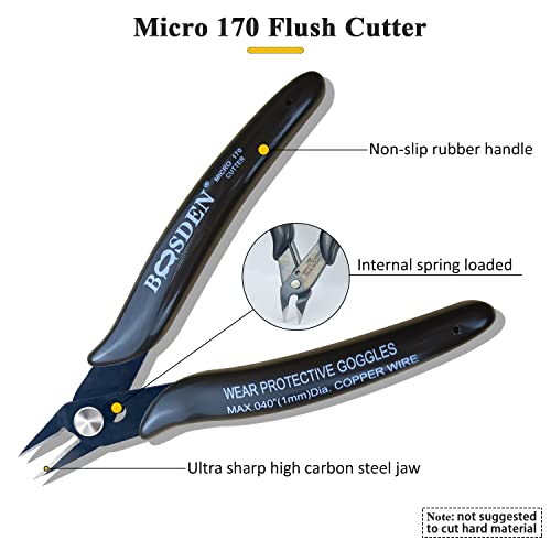 170 Wire Cutters, 10 Pack, Flush Cut Pliers 5 Inch, Boosden Micro Wire Wutters Diagonal Cutting Pliers, Flush Cutter For Jewelry Making, Wire Snips Nippers For Artificial Flowers, Crafts, Zip Ties #TOP2