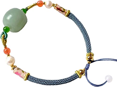 Aniwig Bracelet Feng Shui for Le Bracelet de Richesse Hétian Jade Bracelet Braid Corde Perle Bracelet Attraper Un Cadeau Chanceux for l'homme Femme Couple Best Friend Cover