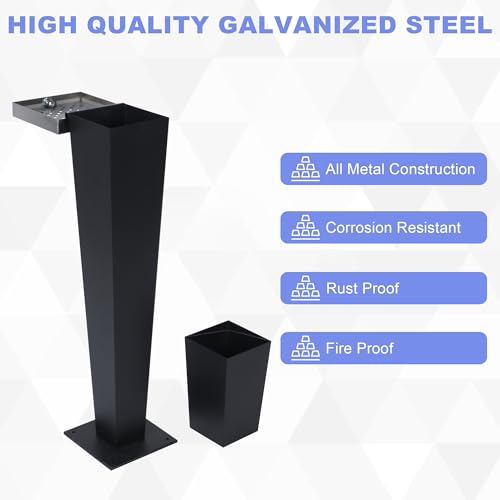 Image of lukar Galvanized Steel Trash Receptacle, Outdoor Trash Can with Removable Inner Barrel, Standing Garbage Collector Container for Commercial Use