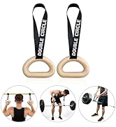 Double Circle Pull Up Handles - Wooden Pull Up Grips, LAT Pull Down Rotating Handle Design - Quic...