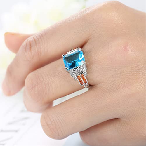 Party Jewelry Girl S Women Ring Gem Charms 925 Elegante Topaz Ring - Afbeelding 5