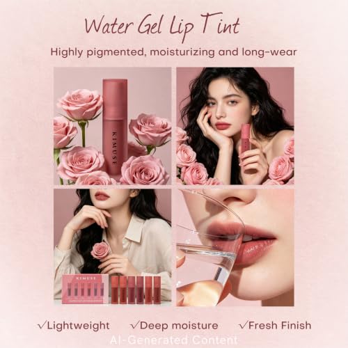 Image of KIMUSE Water Gel Lip Tint 6-Colors Set, Highly Pigmented Glossy Lip Stains | Long Lasting Moisturizing Glossy Lip Tint Stain, Hydrating Lip Gloss Set Makeup, Waterproof, Transfer-Proof, Lightweight
