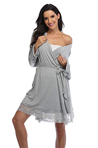 Robes For Women Maternity Robe For Hospital Robes Labor Delivery Robes Pregnancy Nursing Robes Light Grey #TOP1
