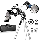 Kotsy Apertura de 70 mm 400 mm, Montaje en AZ, telescopio astronómico de refracción para Adultos, niños, Principiantes, con Bolsa Lente Barlow 3X