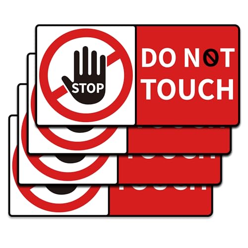 Image of 4 PCS Do Not Touch Warning Stickers,Self Adhesive Peel and Stick Vinyl Decal Do Not Use Hand Sign for Wall, Cars, Laptops, Glass, Toolbox