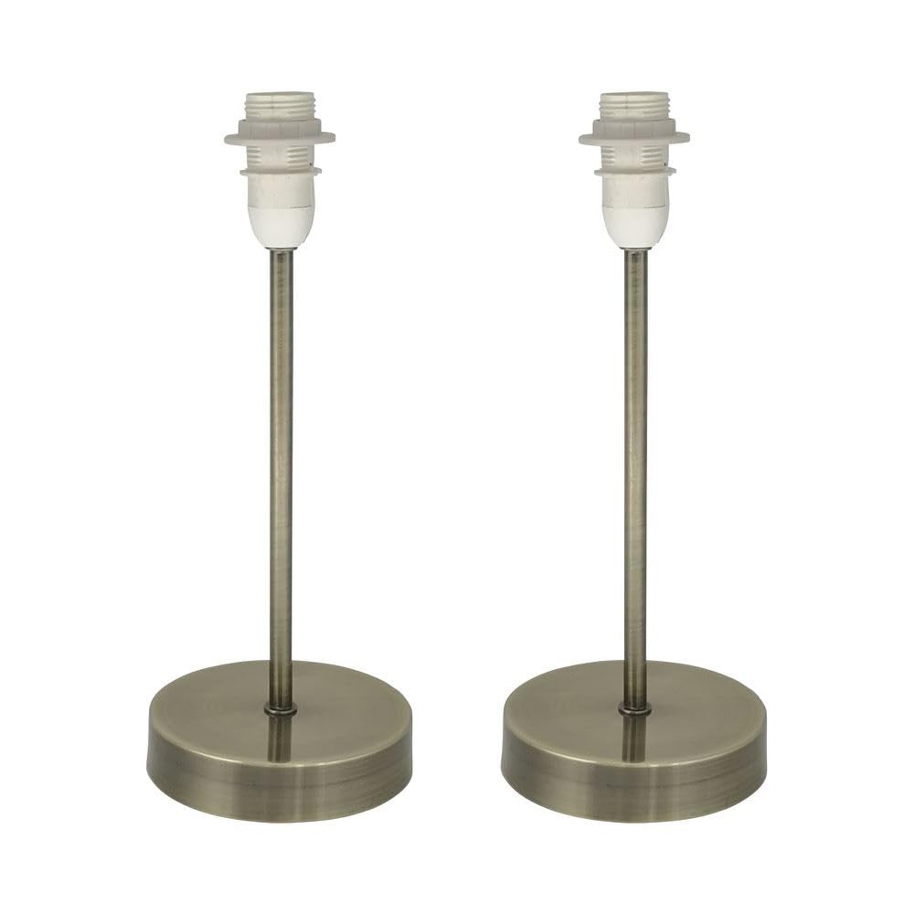 First Choice Lighting Set Of 2 Antique Brass Stick Table Lamps Base Only from B&Q