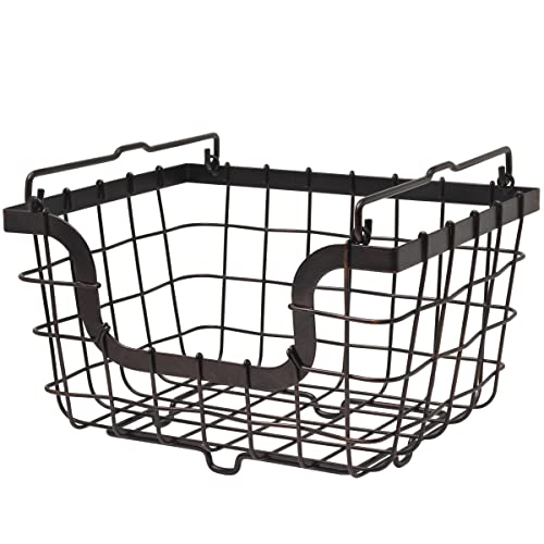 Gourmet Basics By Mikasa General Store Stacking/Nesting Metal Basket, Antique Black - #TOP1