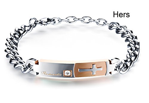 Sunnyhouse Jewelry His And Hers Matching Set Titanium Stainless Steel Couple Romantic Cross Bracelet In A Gift Box (A Pair) #TOP3