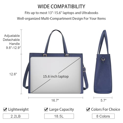Laptop Bag for Women Waterproof Lightweight Leather 15.6 Inch Computer Tote Bag