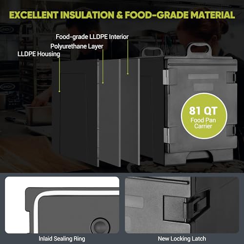 Suaylla END-LOADING INSULATED FOOD PAN CARRIER For 5 Full-Size Pan, 81 Qt Hot Box thumb #3