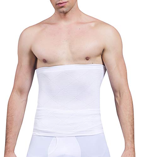 SLIMBELLE® Hombre Faja Reductora Elástica Barriga Adeltazante Cinturón Abdominal Moldeadora Body Shaper Cintura de Fitness Negro&Blanco