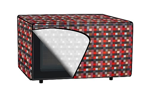 Image of The Furnishing Tree PVC Waterproof Microwave Oven Cover Compatible for Whirlpool 20 L Grill MW20GW Lattice Pattern Red
