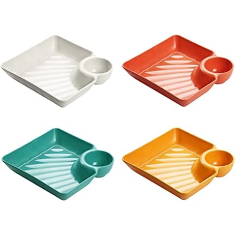 Kichvoe 4pcs Melamine Dumpling Plates Cover