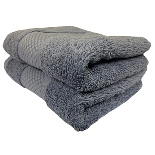 Sue Rossi Guest Towels 30 x 50cm Set Of 2, Organic Turkish Combed Cotton, 600gsm Thick, Soft & Absorbent Bathroom Or Kitchen Small Hand Towel, Face Cloth (Pacific Blue, 2)