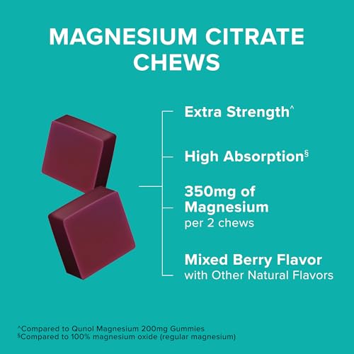 image for Qunol Magnesium Citrate Soft Chews, 350mg Extra Strength Magnesium Sup