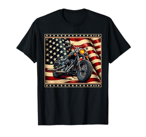 Bandera de Estados Unidos para motocicleta, bandera estadounidense retro Camiseta