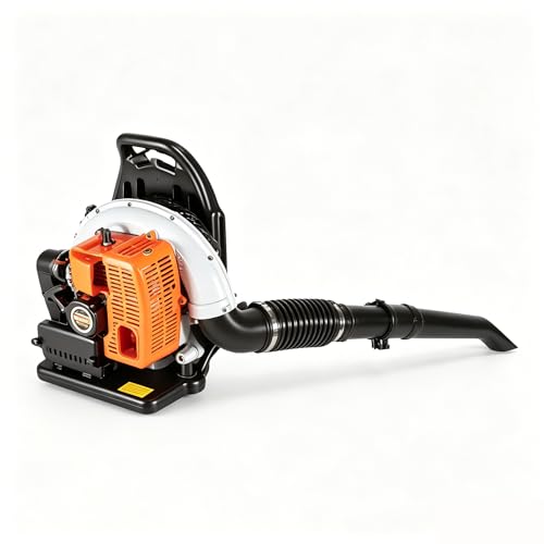 CHIMHOON Soplador de hojas de gasolina de 63 cc, 2,7 kW, correa ajustable, depósito de 1,8 l, 1 h de tiempo de funcionamiento, volumen de aire de 1080 m³/h, arranque por cable, nieve, polvo y soplador