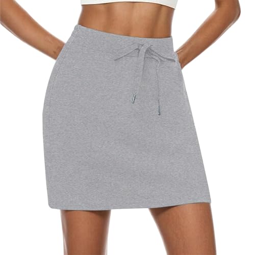 Faldas pantalón para Mujer, Faldas de Verano para Mujer, Falda con cordón, Pantalones Cortos incorporados con Bolsillos, Conjuntos de Tenis Negra Cuero Vaquera Larga