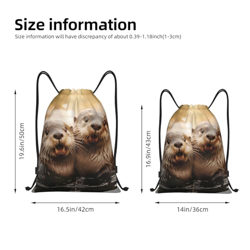 cute otter print Drawstring Bag Sack Gym Bag Ditty Bag for Gym Traveling, Hiking, Yoga, Shopping for Adult4