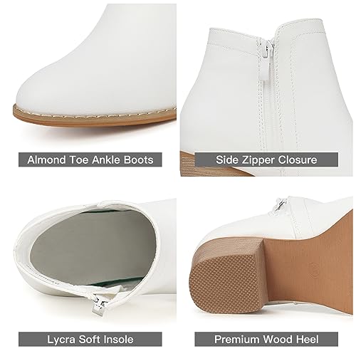 SHIBEVER Ankle Boots for Women Heel: Pointed Toe Chunky Block Low Heels Winter Fall Side Zipper Short Booties4