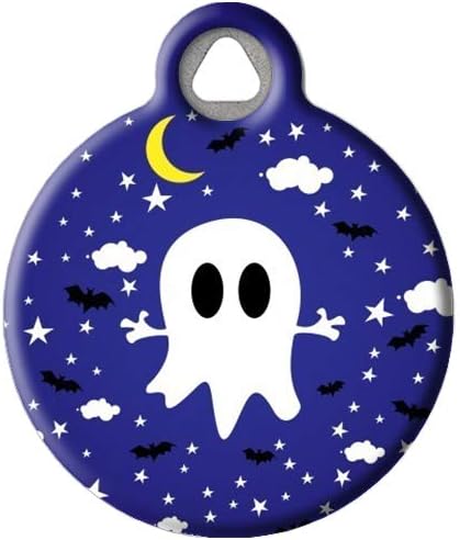Dog Tag Art Ghost Night Sky Custom Pet ID Tag for Dogs (Small), Cute, Funny Halloween Dog Tags and Cat Tags, Personalized Dog Tags with…