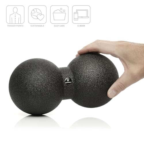 BODYMATE Großer Faszien-DUO-Ball Schwarz, Selbstmassage-Ball für Faszientraining, Durchmesser 12cm Länge 24cm 2