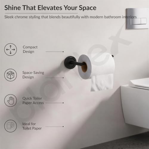 Image of Plantex Stainless Steel Black Powder Coating Bathroom Toilet Paper Holder /Toilet Tissue Holder for Washroom /Kitchen /Bathroom Accessories (Black)