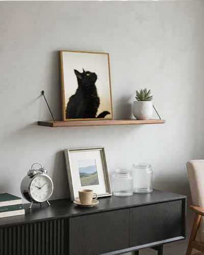 Image of ARPEOTCY Vintage Framed Canvas Wall Art, 12x16inch, Farmhouse Black Cat Wall Decor, Animal Art Prints Home Decorations, Cottagecore Paintings for Living Room Bedroom Office Decor