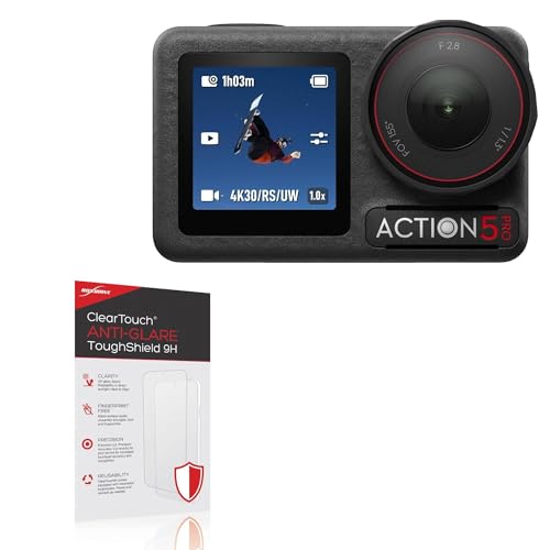 BoxWave Screen Protector Compatible with DJI Osmo Action 5 Pro - ClearTouch Anti-Glare ToughShield 9H (2-Pack), Anti-Glare 9H Tough Flexible Film Screen Protector