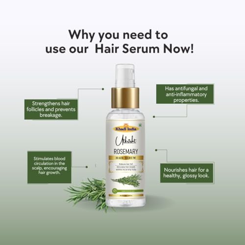 Image of khadi Rosemary Hair Serum with Biotin & Castor Oil, Hair Regrowth Treatment, Non-Sticky, 50gm