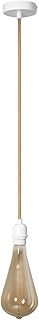 LEDKIA LIGHTING - Support &agrave; Douille pour Suspension | C&acirc;ble Textile 1.5m | Douille E27 | IP20 Int&eacute;rieur | Diam&egrave;tre 100mm | Corde Naturelle et Blanche, Naturel, Corde