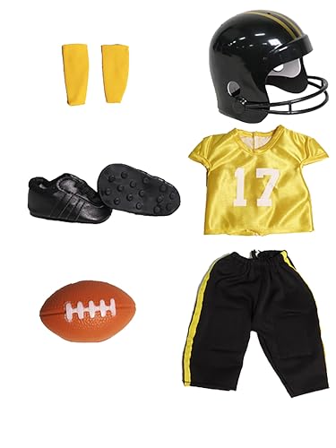 Yellow and Black Football Outfit 6pc for 18-Inch Dolls | Premium Quality & Trendy Design | Dolls Clothes