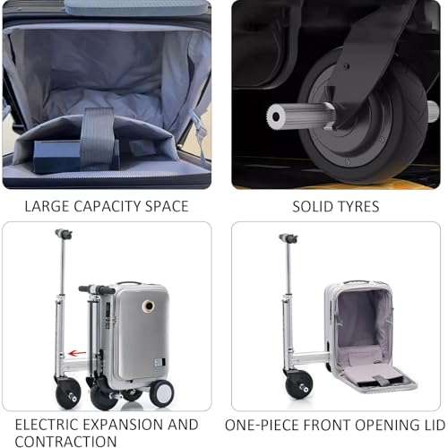 Expandable Smart Luggage, Electric Suitcase, Rideable Riding Mode & Pulling Mode, External Charging Port, Max Load 110kg, PC+ABS Durable Travel Suitcase Luggage (Pink)3